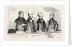 A Sketch at Bow Street on July 11, 1855; Sir J.D. Paul, Strahan, Bates, Tyrrell (Jailer) by Anonymous