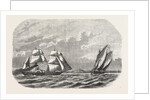 Hunting and taking the Menschikoff the Russian vessel, by the steam sloop Cocyle in the White Sea near Archangel, Russia by Anonymous