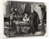 School Sardinia. The News of the Death of King Charles Albert, Engraving 1855 by Anonymous