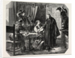 School Sardinia. The News of the Death of King Charles Albert, Engraving 1855 by Anonymous