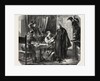 School Sardinia. The News of the Death of King Charles Albert, Engraving 1855 by Anonymous