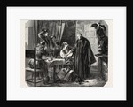 School Sardinia. The News of the Death of King Charles Albert, Engraving 1855 by Anonymous