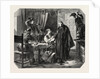 School Sardinia. The News of the Death of King Charles Albert, Engraving 1855 by Anonymous