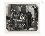 School Sardinia. The News of the Death of King Charles Albert, Engraving 1855 by Anonymous