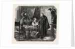 School Sardinia. The News of the Death of King Charles Albert, Engraving 1855 by Anonymous