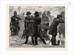 Blizzard in New York, a Policeman Rubbing Snow on the Frozen Ears of a Passer by During the Storm, United States by Anonymous