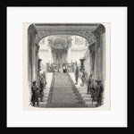 Her Majesty Descending the Grand Staircase at Buckingham Palace, London by Anonymous