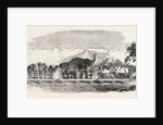 Railway from Calcutta to Delhi: Baggage Train Passing the Fortress of Rhotas, India by Anonymous