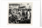The Ashantee War, Reading the Queen's Letter at the Palaver of Kings at Accra, Ghana: Attah, King of Akim, and the Gordon Setter by Anonymous