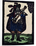 Illustration of English Tales Folk Tales and Ballads. A Man Dressed in Blue Playing a Guitar by Anonymous