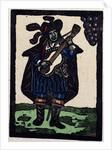 Illustration of English Tales Folk Tales and Ballads. A Man Dressed in Blue Playing a Guitar by Anonymous