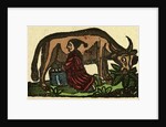 Illustration of English Tales Folk Tales and Ballads. A Person Milking a Cow by Anonymous