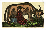Illustration of English Tales Folk Tales and Ballads. A Person Milking a Cow by Anonymous