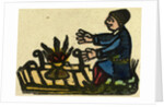 Illustration of English Tales Folk Tales and Ballads. A Man Warming His Hands at a Fire by Anonymous