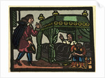 Illustration of English Tales Folk Tales and Ballads. A Man in Tears Being Addressed by a Woman from a Canopied Bed by Anonymous