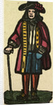Illustration of English Tales Folk Tales and Ballads. A Man Wearing Colourful Clothes Holding a Walking Stick by Anonymous