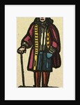 Illustration of English Tales Folk Tales and Ballads. A Man Wearing Colourful Clothes Holding a Walking Stick by Anonymous