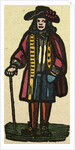 Illustration of English Tales Folk Tales and Ballads. A Man Wearing Colourful Clothes Holding a Walking Stick by Anonymous