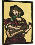Illustration of English Tales Folk Tales and Ballads. A Woman Playing a Musical Instrument by Anonymous
