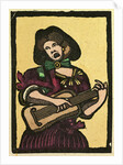 Illustration of English Tales Folk Tales and Ballads. A Woman Playing a Musical Instrument by Anonymous