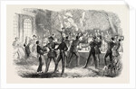 Fraternization of the British Horse Guards and the French Cent Gardes at Boulogne Drinking Her Majesty's Health. 1854 by Anonymous