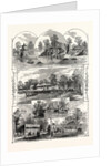 The Queen's Visit to Victoria Park: Views in the Park, London, 1873. Chinese Pagoda, Cascade, Rustic Seat, Boat House and Lake, Refreshment Saloon, Swings and Roundabouts by Anonymous