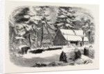 Lumbering in New Brunswick, Lumberman's Camp House, 1858 by Anonymous