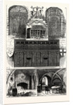 1. Door from the Middle Temple. 2. Wig-Shop in the Middle Temple. 3. Door from the Inner Temple. 4. Screen of the Middle Temple Hall 5. Fireplace in the Inner Temple. 6. Buttery of the Inner Temple. by Anonymous