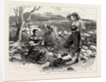Urith: A Tale of Dartmoor, by S. Baring Gould; Urith Brought Out Her Knitting and Sat on a Stone by Him, As He Worked. by Anonymous