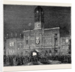 The Prince and Princess of Wales at Derby: The Town Hall Illuminated by Anonymous