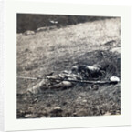 American Civil War: War Effect of a Shell on a Confederate Soldier at Battle of Gettysburg, Emains of a Dead Soldier on the Battlefield by Anonymous