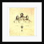 Portraits of Three Balloonists Ippolito Caffi, Francesco Arban, and G. Seiffard, with a Small View of Them in an Ascending Balloon, Rome, 1847, Italy by Anonymous