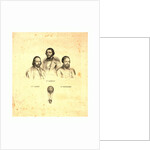 Portraits of Three Balloonists Ippolito Caffi, Francesco Arban, and G. Seiffard, with a Small View of Them in an Ascending Balloon, Rome, 1847, Italy by Anonymous