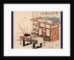 Shodana to Fuzukue to Ume, Plum Branches Beside Bookshelves and Desk by Anonymous