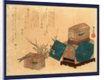 Ume Ni Kago No Uguisu, Caged Bush Warbler and Plum by Anonymous