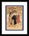 San Yakusha Kaian-Ji No Momijigari, Three Actors Gathering Maple Leaves at Kaian Temple by Anonymous