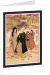 San Yakusha Kaian-Ji No Momijigari, Three Actors Gathering Maple Leaves at Kaian Temple by Anonymous