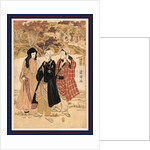 San Yakusha Kaian-Ji No Momijigari, Three Actors Gathering Maple Leaves at Kaian Temple by Anonymous