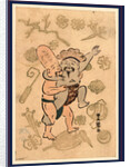 Daikoku to Fukurokuju No Sumo, Sumo Match Between Daikoku and Fukurokuju. 1831 by Anonymous