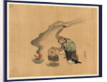 Man Engaged in Metalwork Appears to Be Melting Statues to Reuse the Metal with a Kitten Next to His Left Leg by Anonymous