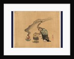 Man Engaged in Metalwork Appears to Be Melting Statues to Reuse the Metal with a Kitten Next to His Left Leg by Anonymous