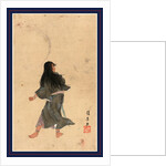 Warrior or Actor with Long Hair and Bracelets Around Wrist and Ankles Full-Length Seen from behind, Holding a Sword by Anonymous