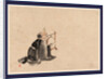 A Monk Wearing a Mask(?) with a Horn, Sitting on the Ground Beating a Drum (Tsuri-Daiko) by Anonymous