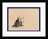 A Monk Wearing a Mask(?) with a Horn, Sitting on the Ground Beating a Drum (Tsuri-Daiko) by Anonymous