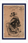 View from behind of a Courtesan Seated Beneath a Branch of Cherry Blossoms by Anonymous