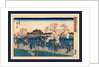 Sightseers Walking Along Pathway Viewing Cherry Blossoms on the Bank of the Sumida River by Anonymous