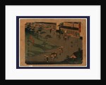 Travelers, Including a Group with a Palanquin, in the Commercial District of the Narumi Station on the Tokaido Road by Anonymous