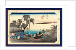 Travelers Paying Respects at a Roadside Shrine at the Fujikawa Station on the Tokaido Road by Anonymous