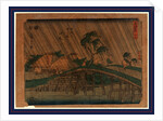 Travelers Crossing a Bridge During a Heavy Rain Storm at the Ejiri Station on the Tokaido Road by Anonymous