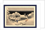 Travelers Walking in the Snow at Night at the Kanbara Station on the Tokaido Road by Anonymous